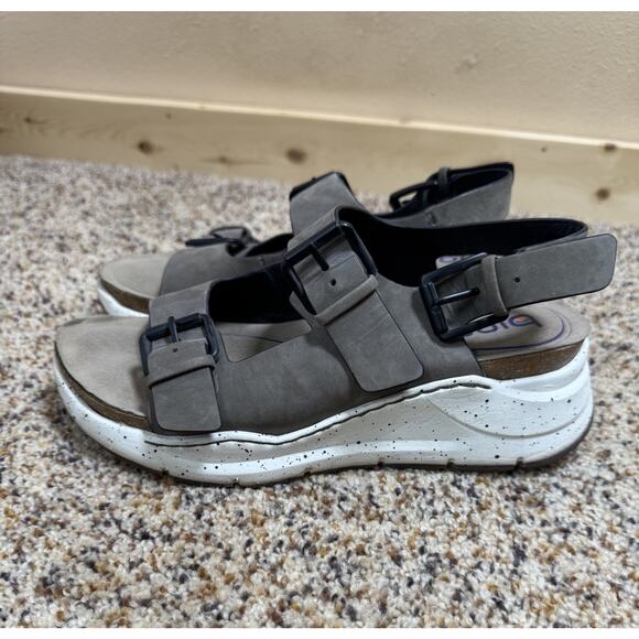 BIONICA Olin Leather Buckle Platform Sandal Shoes Olive Brown Size 8 - Picture 2 of 11